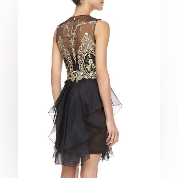 Marchesa Notte Size 8 Black and Gold Cocktail Dress - Picture 3 of 8